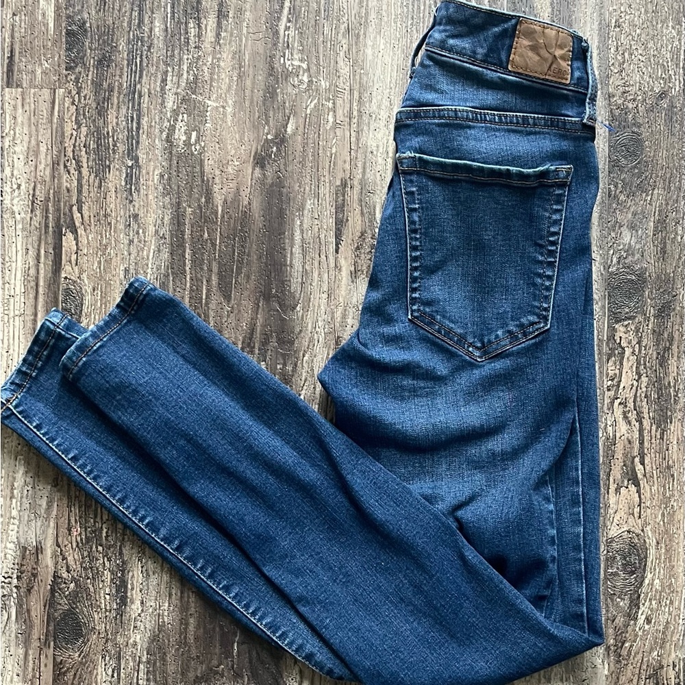 Aeropostale Women's Dark Blue High-Rise Jeans